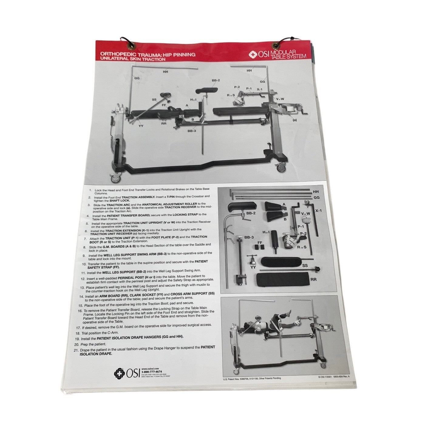 Mizuho OSI MODULAR TABLE SYSTEM INSTRUCTION GUIDE CHART