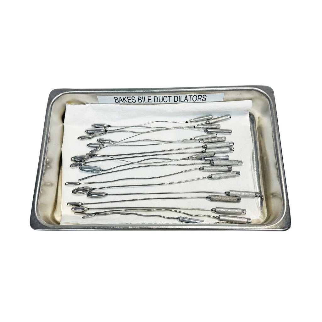 Pilling  / Others Bakes Bile Duct Dilators ( Lot Of 18 ) W/ Steel Tray