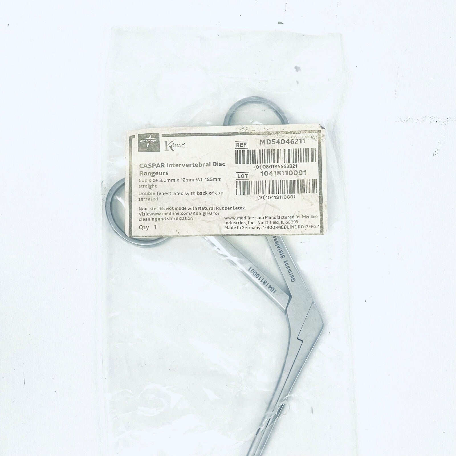 Medline REF MDS4046211 Caspar IVD Rongeurs , 3 mm x 12 mm, 7.25"