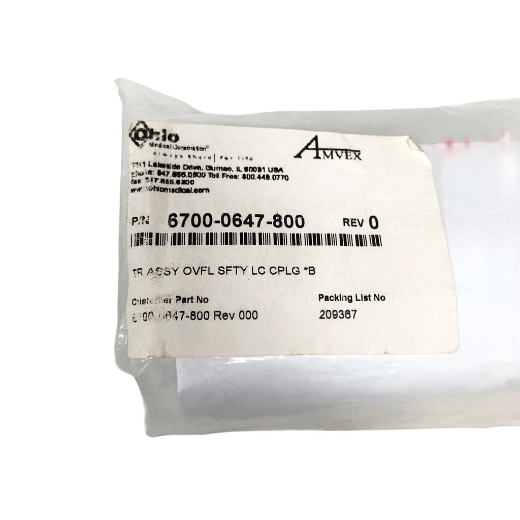 OHIO MEDICAL REF 6700-0647-800, AMVEX TRAP ASSEMBLY FOR OVERFLOW SAFETY