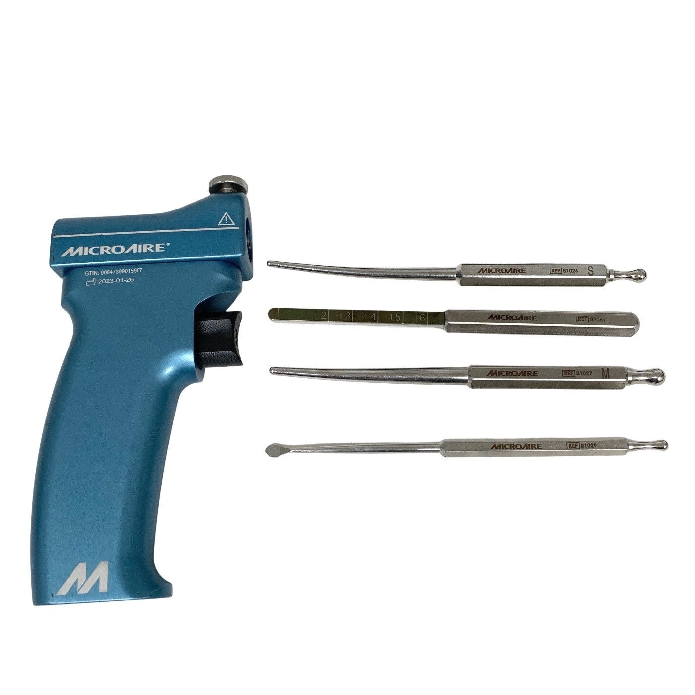 MICROAIRE REF 83014, SMART RELEASE CARPAL TUNNEL HANDPIECE w/ 4 ATTACHMENTS