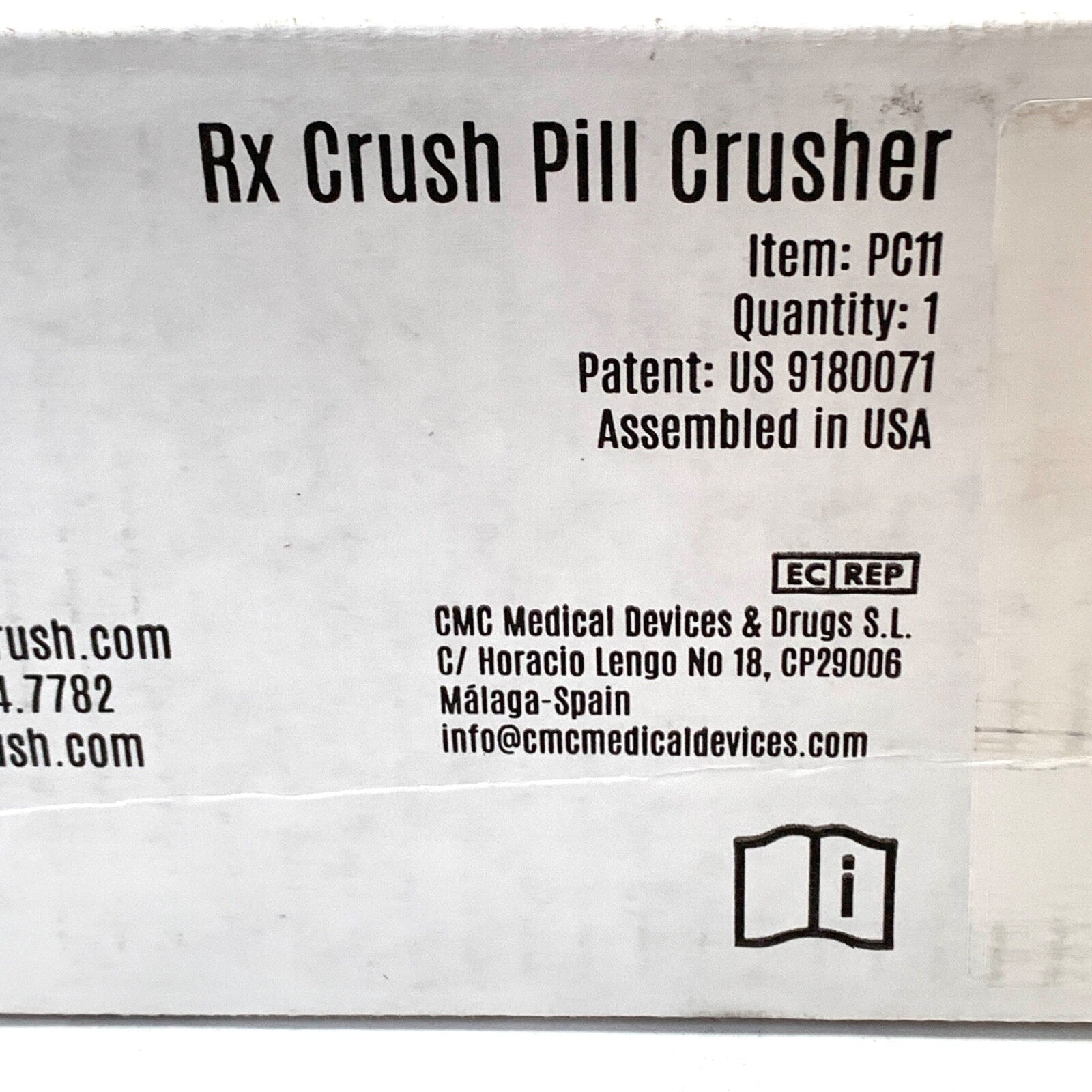 RxCrush REF PC11, Pill Crusher ENFit Compatible