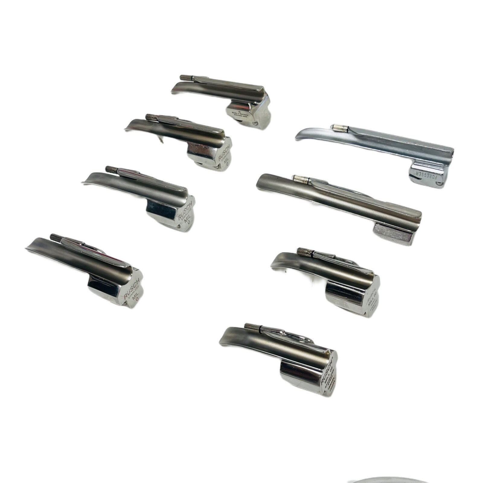 Laryngoscope Blade Stainless Steel Lot Of 8 ( Rusch & other )