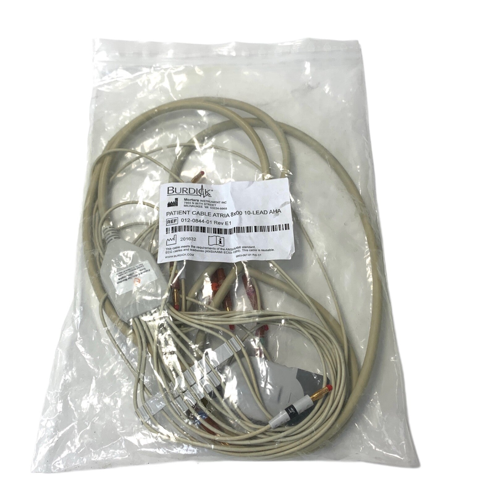 Mortara REF 012-0844-01, Burdick Patient Cable Atria 8x100 10 Lead