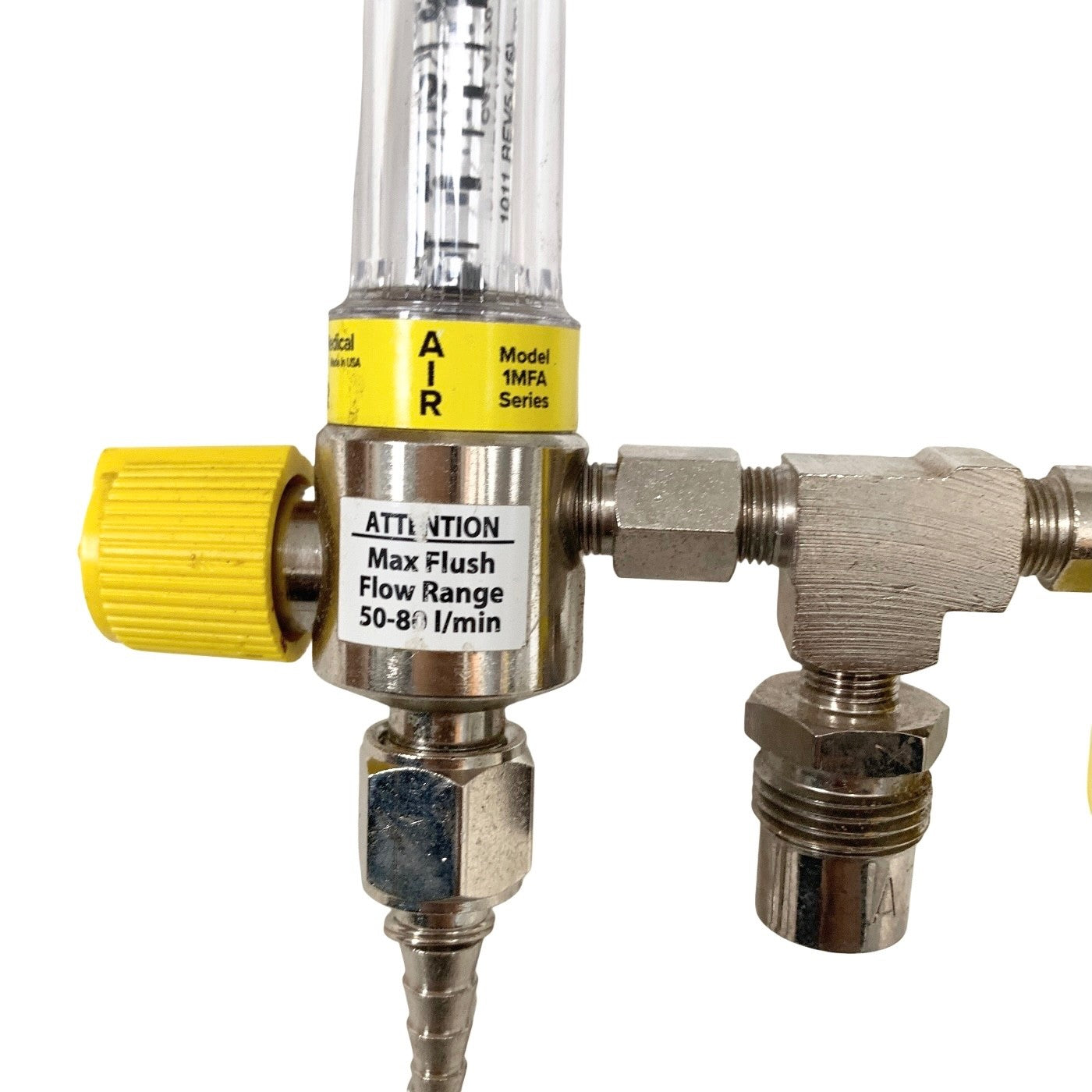 Precision Medical Model 1MFA, AIR Flowmeter, MALE MEDICAL FITTING, 50-80 LPM