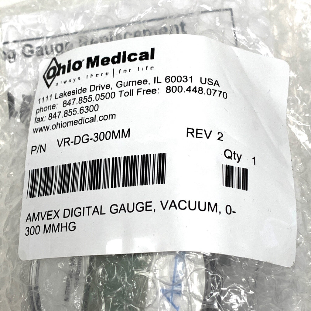 Amvex REF VR-DG-300MM, Digital Gauge, 0-300 MMHG, Vacuum