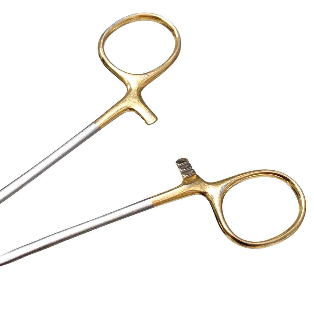 Aesculap Ref BM081R, Durogrip Needle Holder 180mm TC Gold Handle