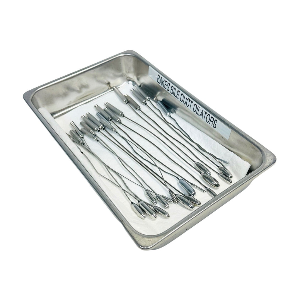 Pilling  / Others Bakes Bile Duct Dilators ( Lot Of 18 ) W/ Steel Tray