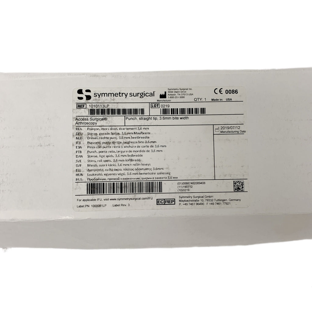 Symmetry Medical REF 1010113LP, Punch, straight tip, 3.6mm bite width ACCESS