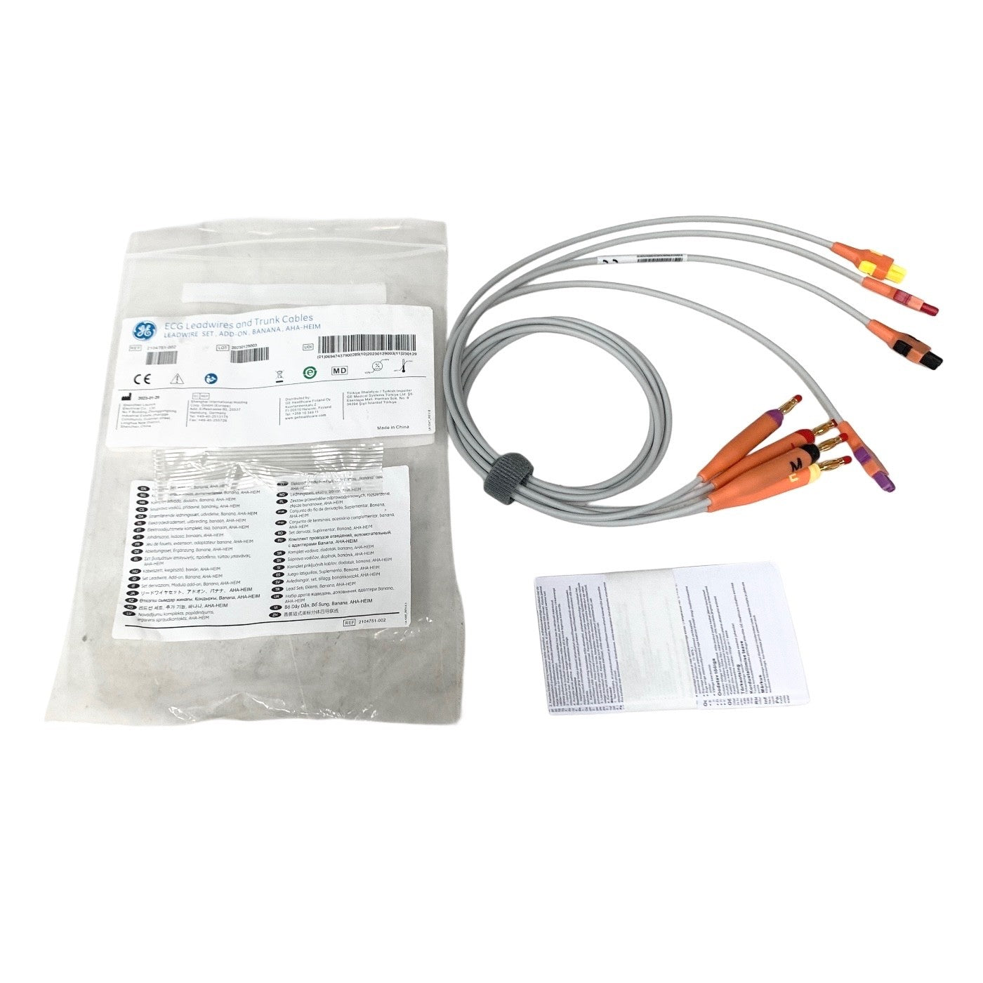 GE REF 2104751-002, ECG Leadwires and Trunk Cables LEADWIRE SET, ADD-ON, BANANA