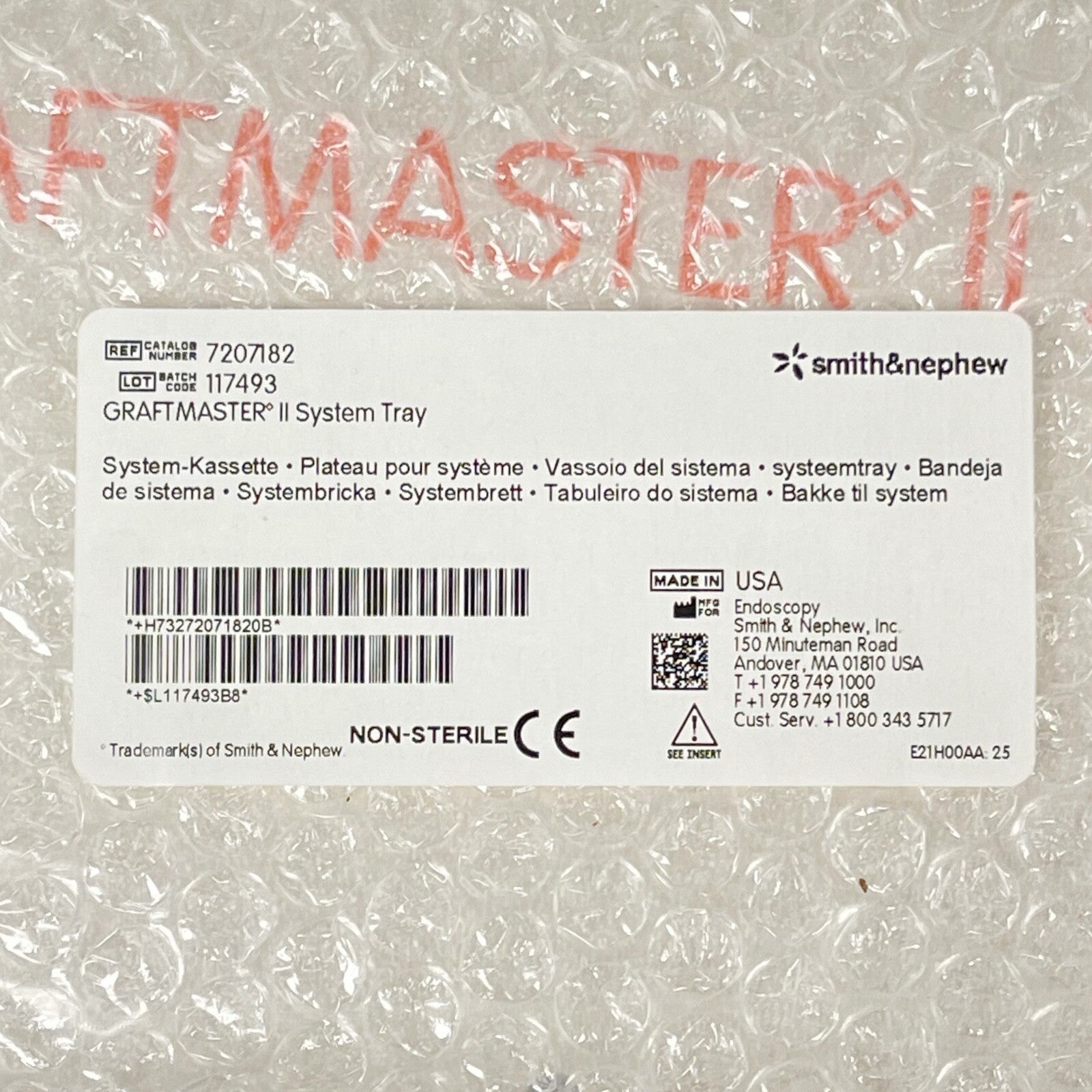 Smith&Nephew REF 7207182 GRAFTMASTER II System Tray Only
