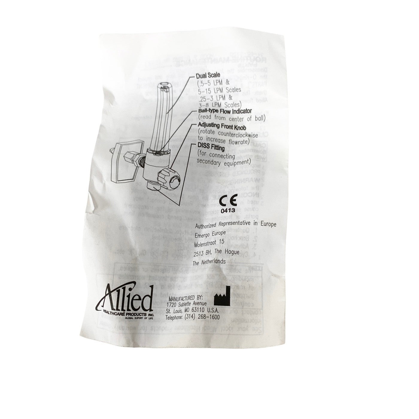 ALLIED REF 15008-13-A, AIR FLOWMETER, FEMALE CONNECTOR