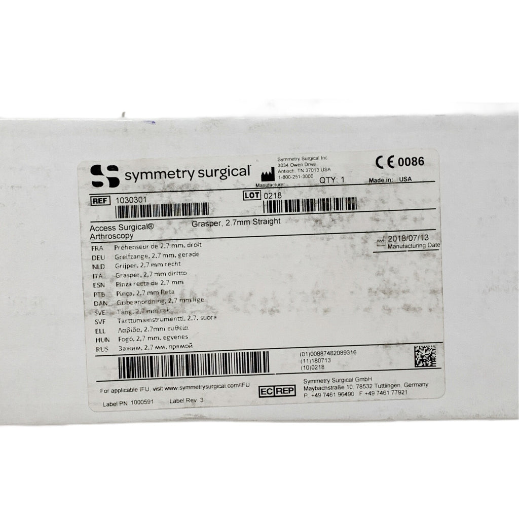 Symmetry REF 1030301, Grasper, 2.7mm Straight