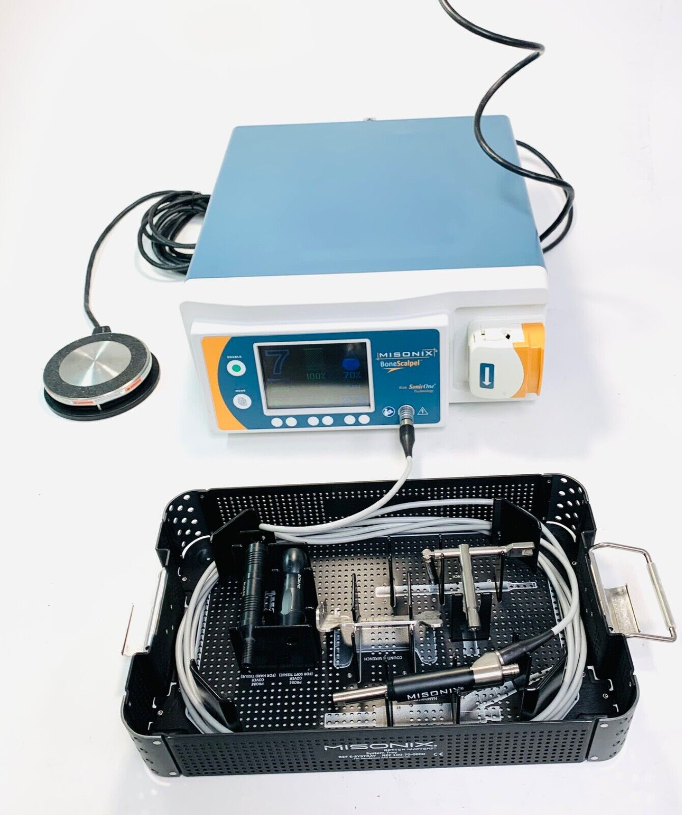 Misonix Console W/ 100-70-0000, E-SYSTRAY ,BCM-FS, Handpiece & Footswitch BCM-HP