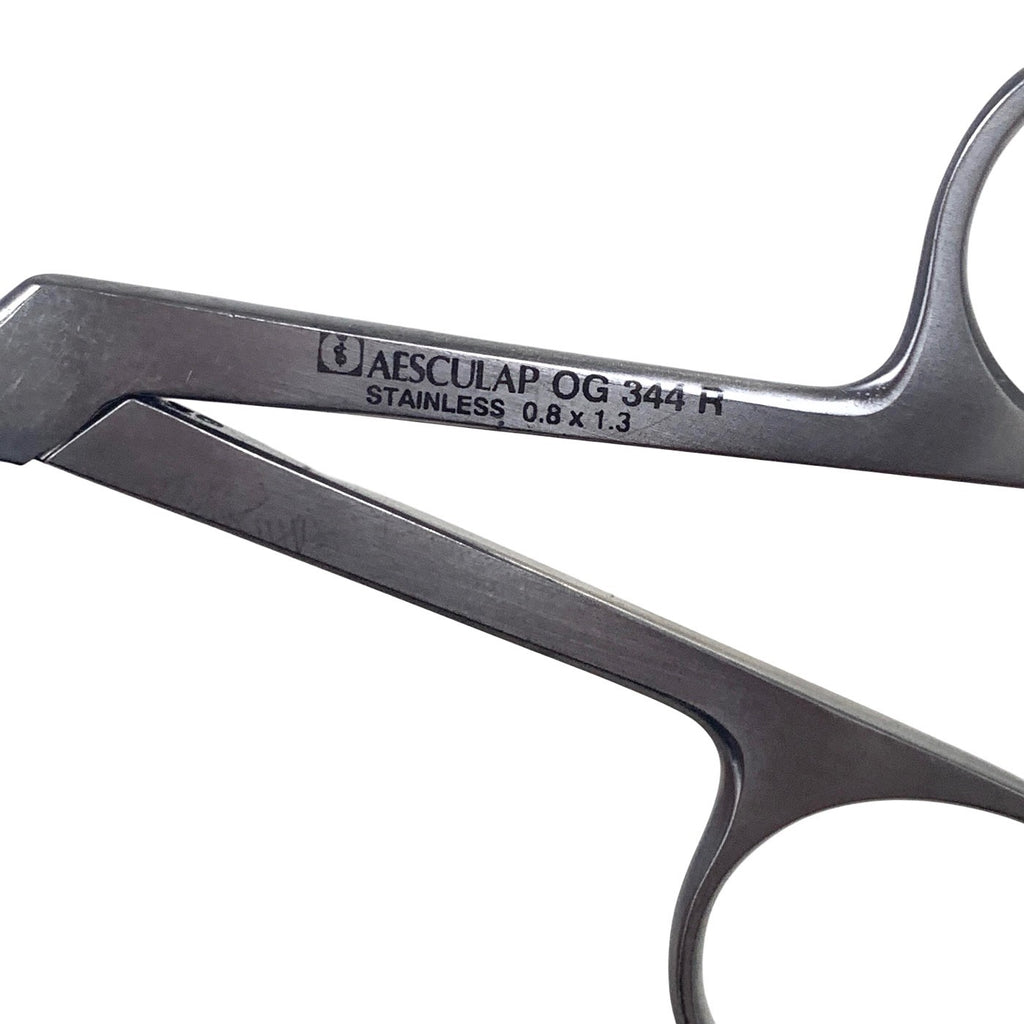 Aesculap OG344R Micro Laryngeal Alligator Forceps 0.8x1.3mm Curved ENT Surgical