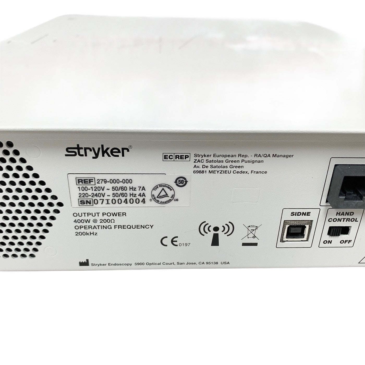 STRYKER REF 279-000-000, SERFAS ENERGY RF GENERATOR