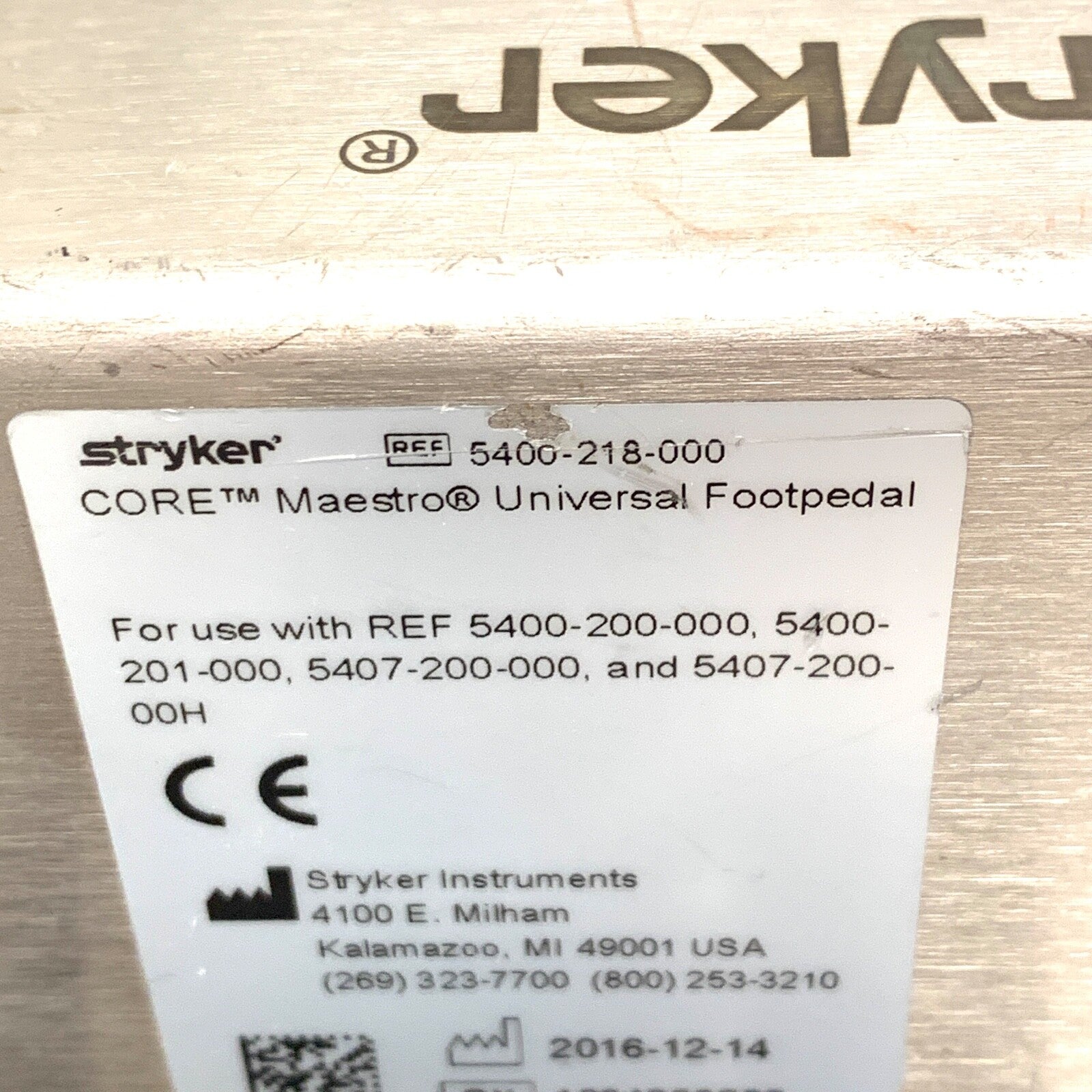 Stryker REF 5400-218-000, Core Maestro Universal Footpedal w/ Hose