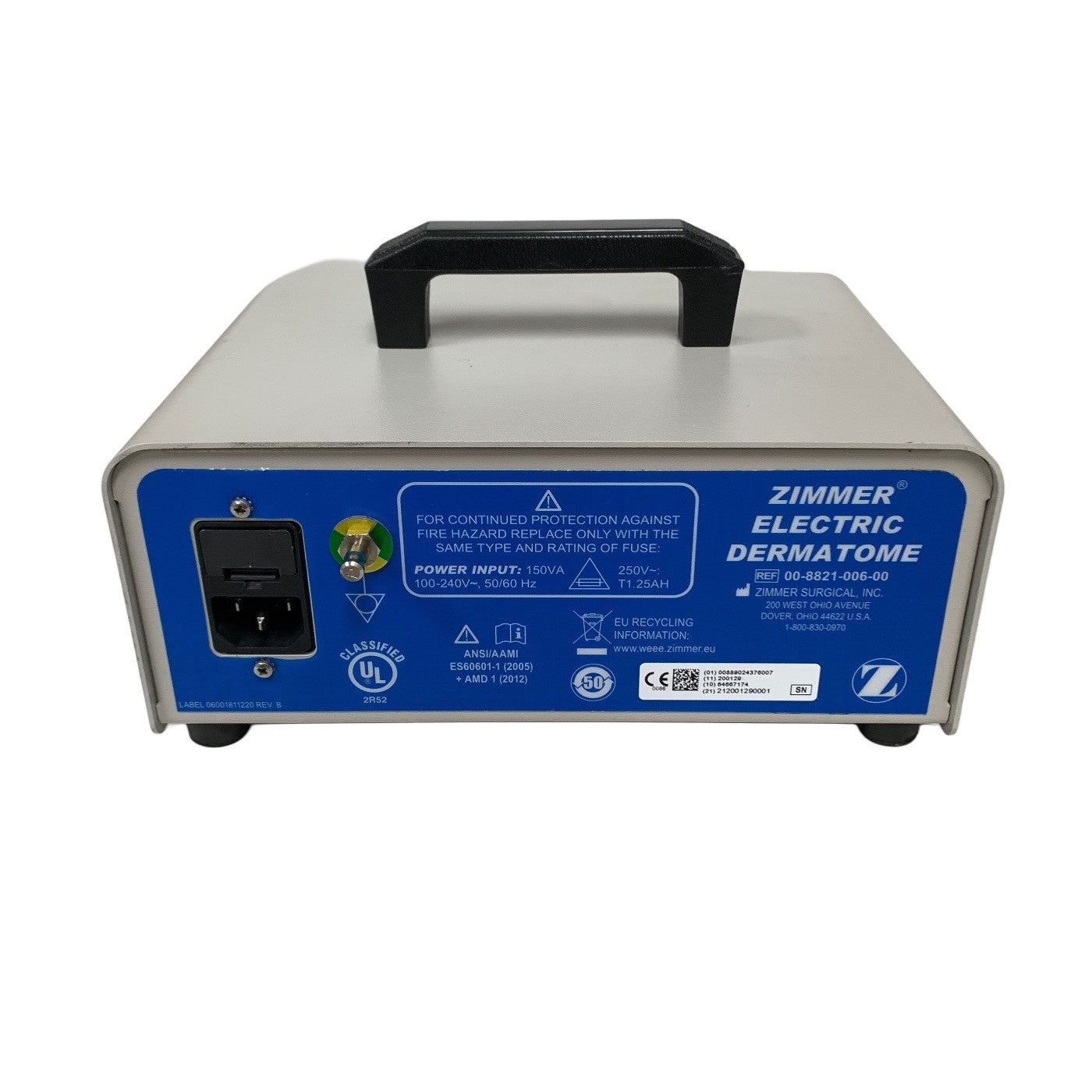 Zimmer REF 00-8821-001-00, ELECTRIC DERMATOME w/ 00-8821-006-00 CONSOLE