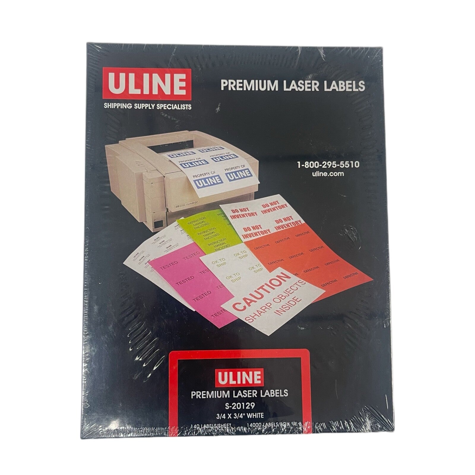 Uline REF S-20129 Laser Labels - White, 3⁄4 X 3⁄4" 140/Sheet, 14000/Box
