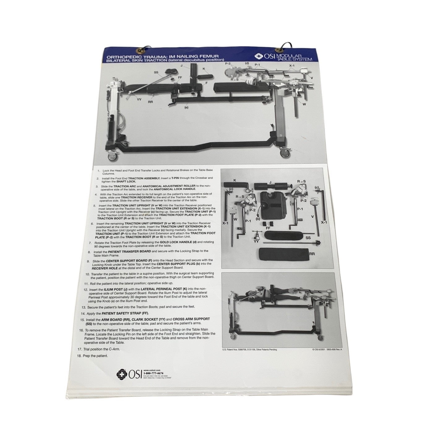 Mizuho OSI MODULAR TABLE SYSTEM INSTRUCTION GUIDE CHART
