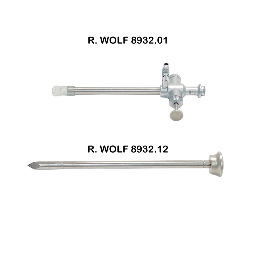 R. WOLF 8932.01 Trocar sleeve, trumpet valve, 8 mm Ø, 105 mm w/ 8932.12 Trocar