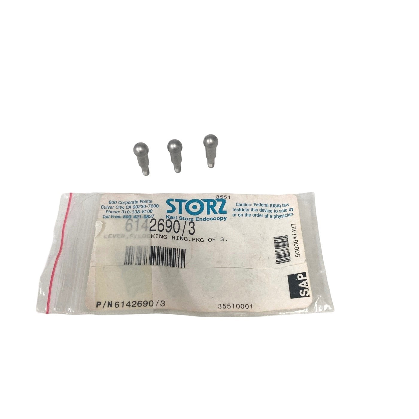 Karl Storz 6142690/3 Lever Locking Ring Pkg of 3 Endoscopy Surgical Instruments
