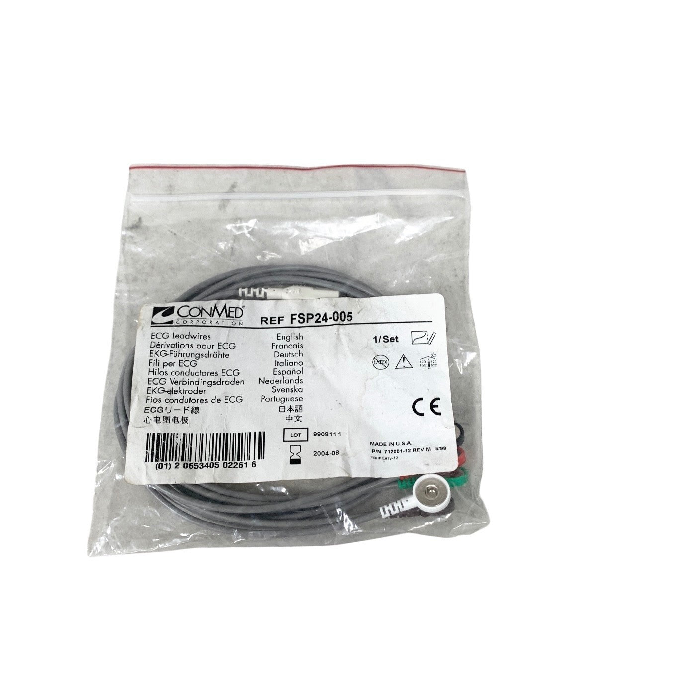 NEW CONMED FSP24-005 ECG Leadwires 5-Lead Shielded Snap 24" Patient Safety Cable