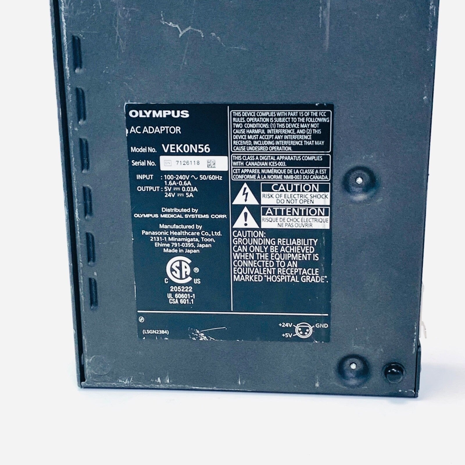 OLYMPUS Ref VEK0N56, AC ADAPTER FOR MONITOR
