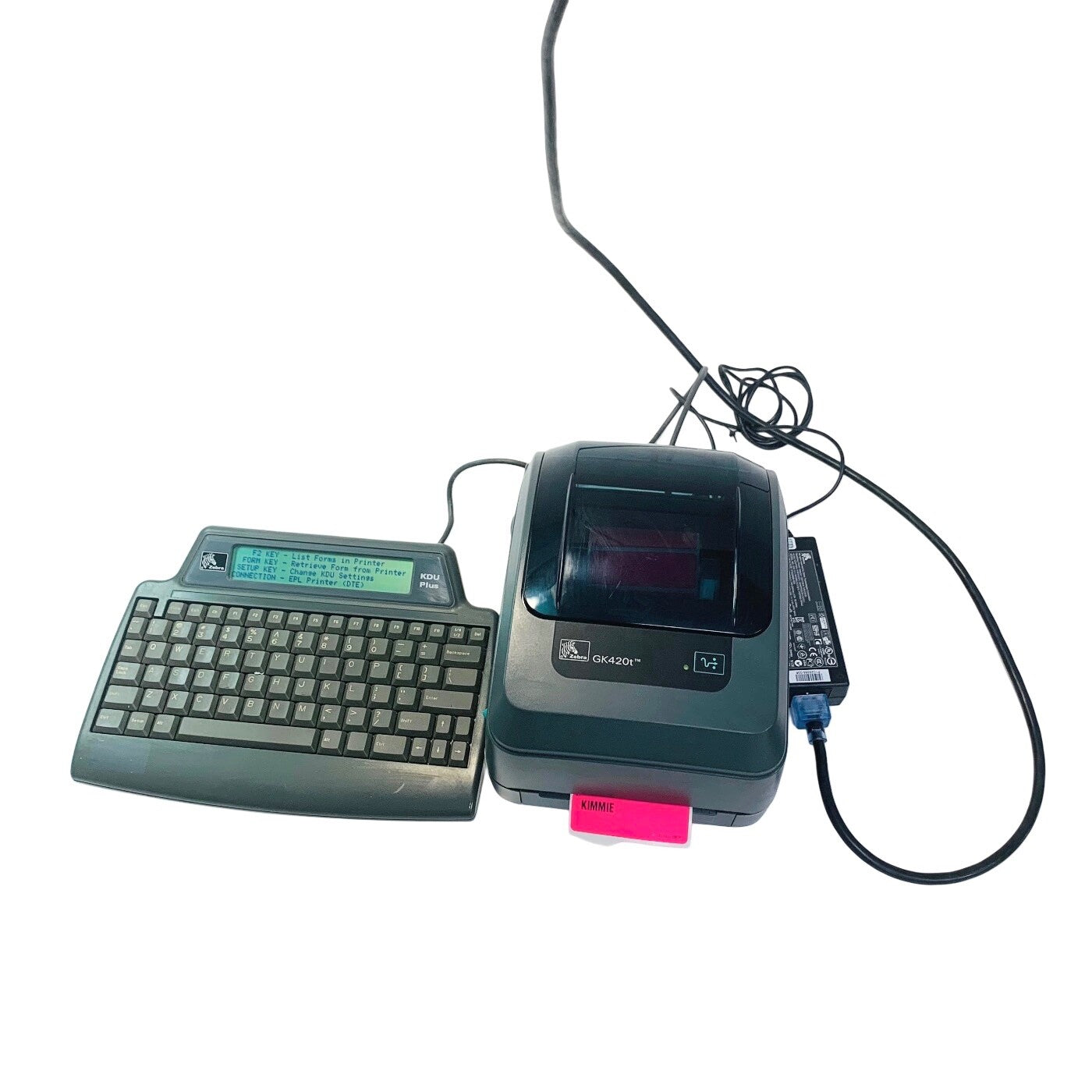 Zebra ref GK420t, THERMAL PRINTER W/ KDUPLUS 120182G-001 KEYBOARD & POWER SUPPLY