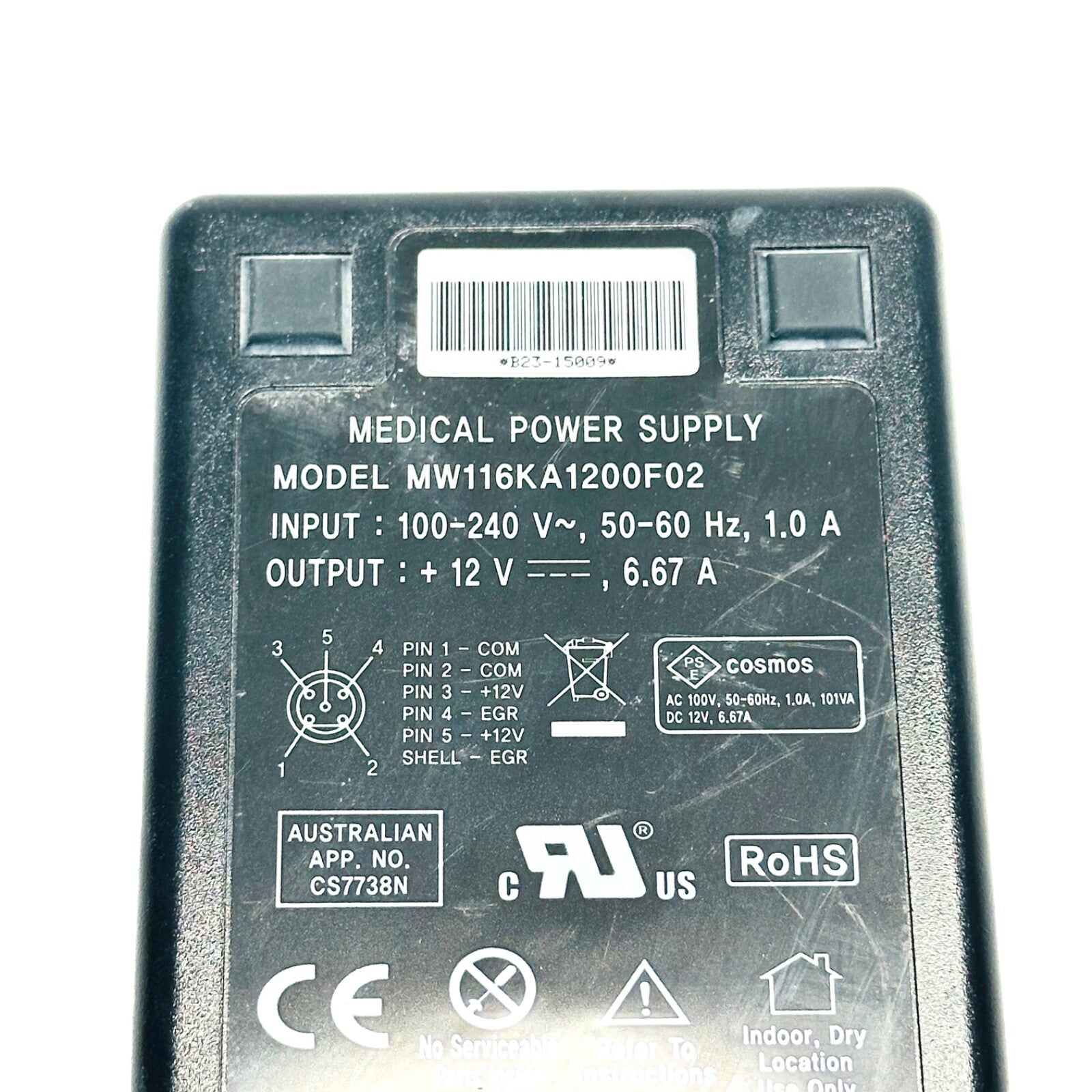 NDS 30B0023 / MW116KA1200F02 POWER SUPPLY, 100 TO 240 VAC, 12 VDC, 80 W, 5 PIN