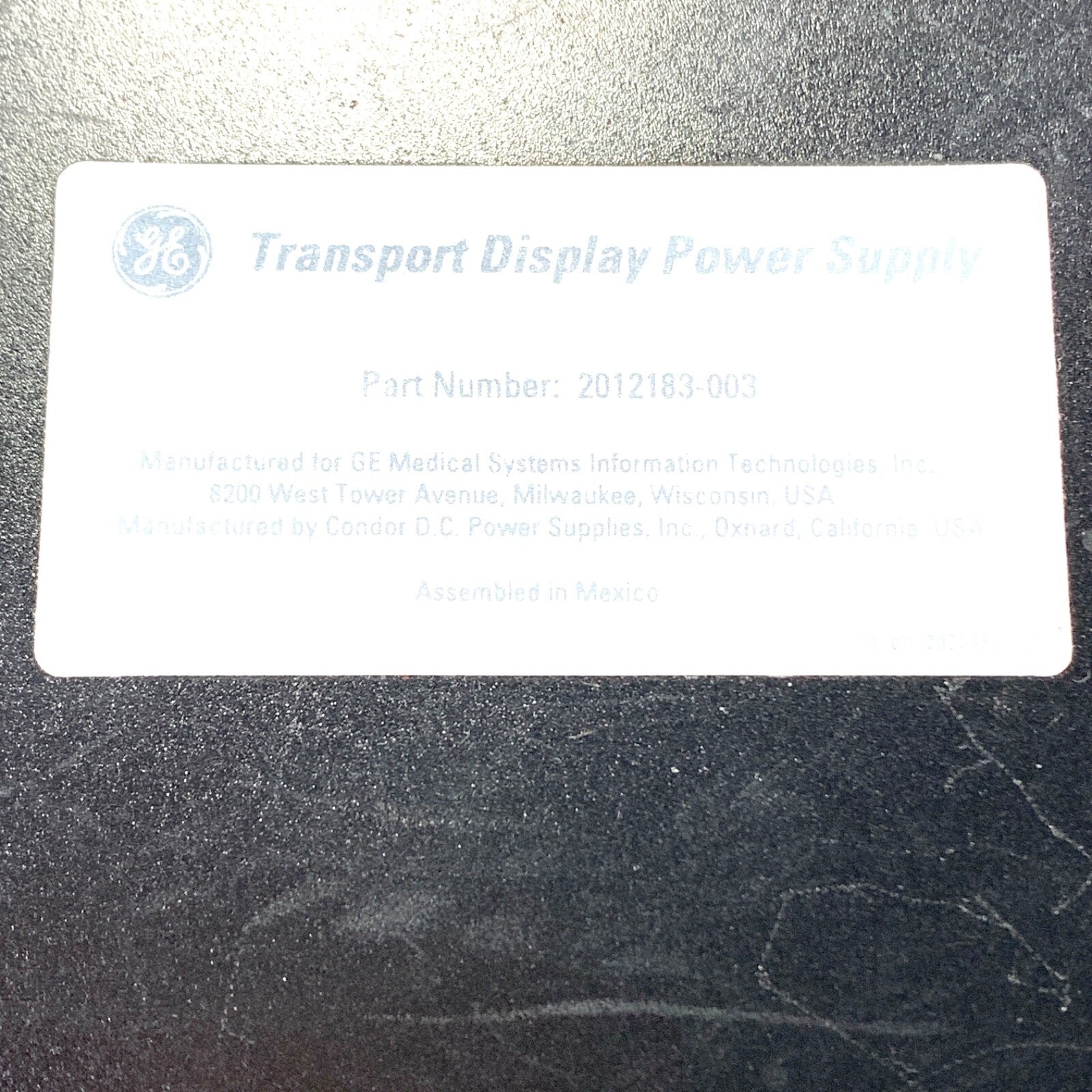 GE REF 2012183-003, Transport Display Power Supply