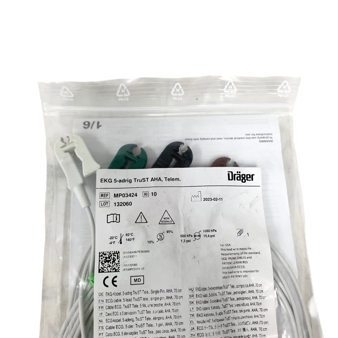 Drager REF MP03424, EKG 5-adrig TruST AHA, Telemetry Cable
