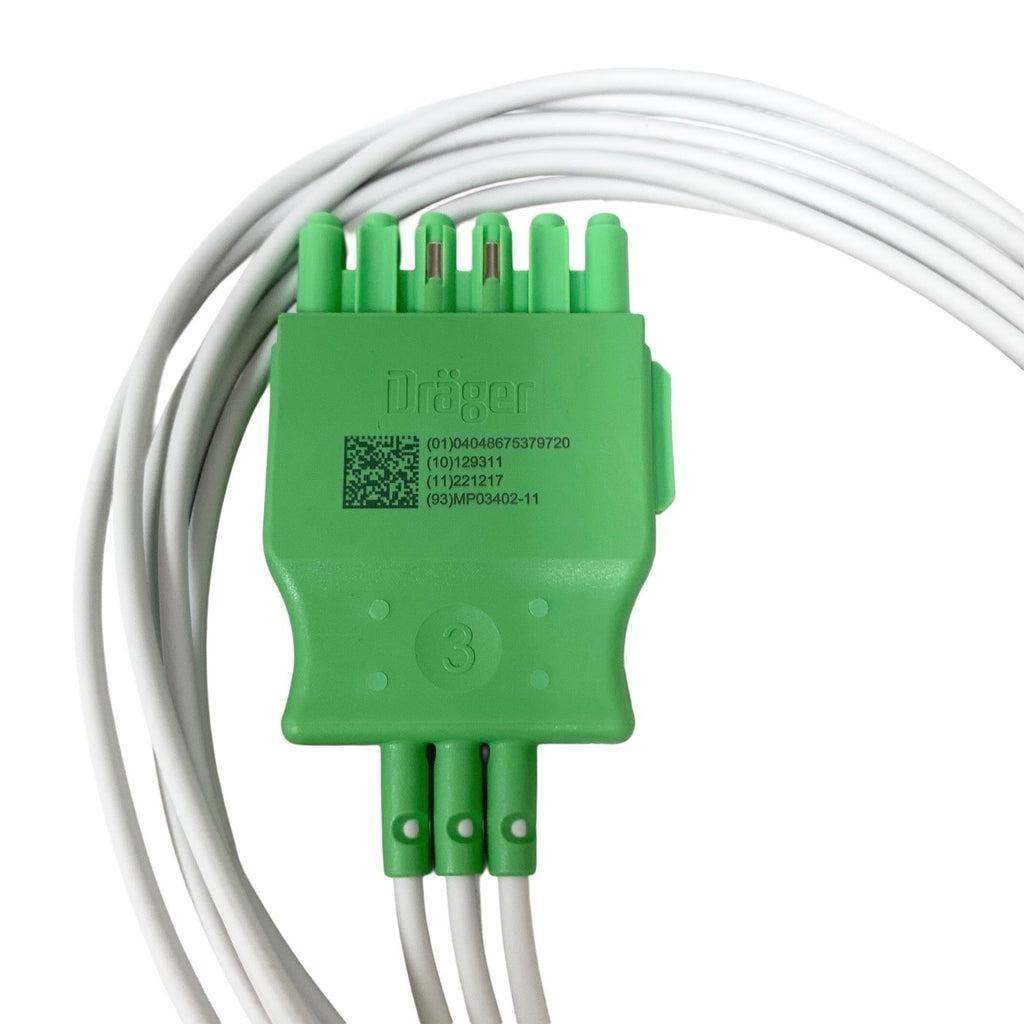 Drager REF MP03402, ECG 3-Lead single-pin AHA, 1m
