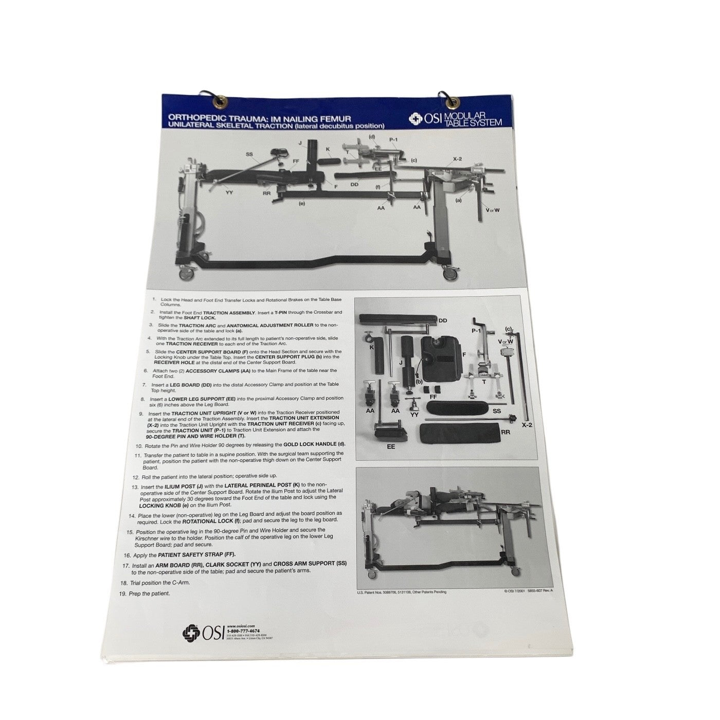 Mizuho OSI MODULAR TABLE SYSTEM INSTRUCTION GUIDE CHART