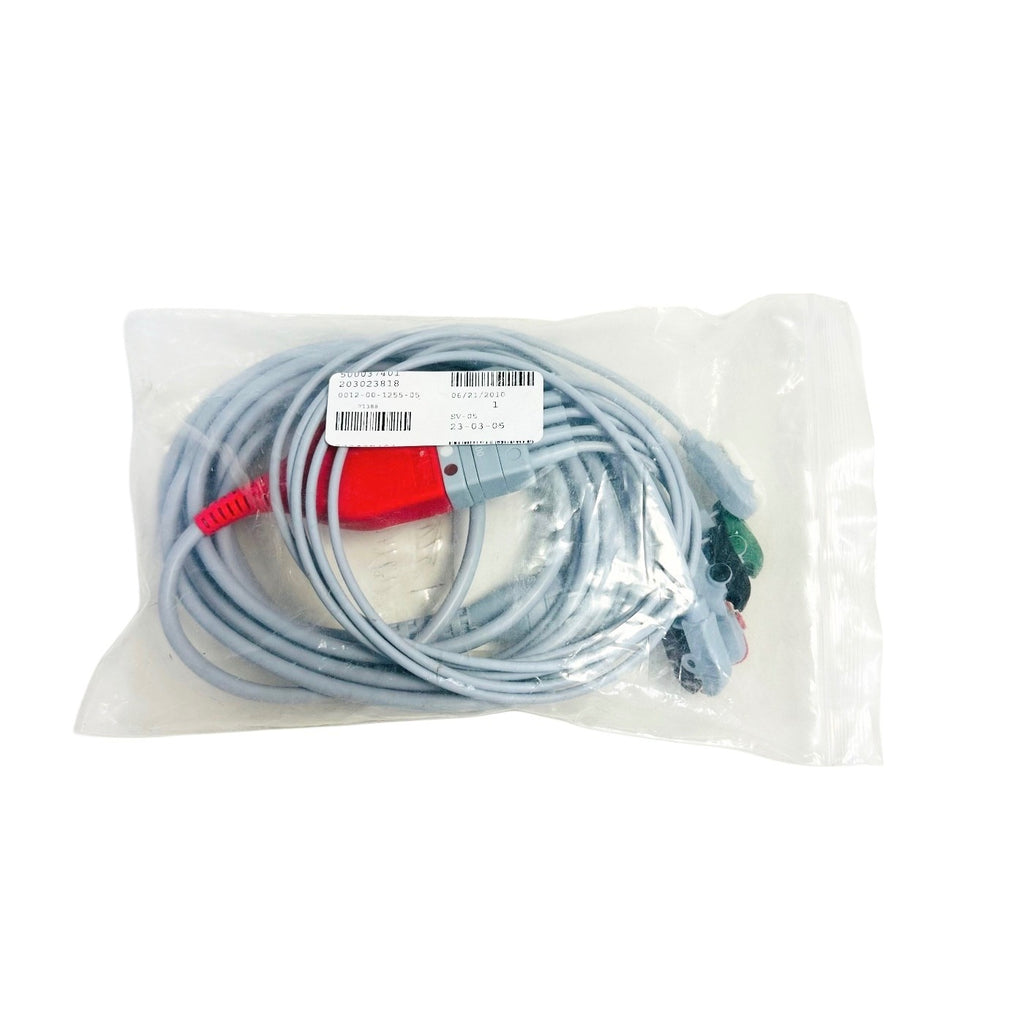 MINDRAY 0012-00-1255-05 Straight 3/5 Lead Ecg Cable - 10 Ft