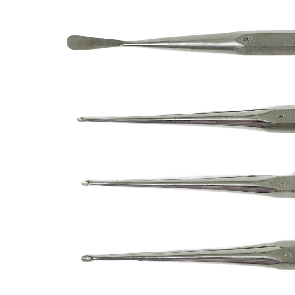 Zimmer Brun Bone Curette Orthopedic ( Lot 6 ) With One Aesculap Cobb Elevator