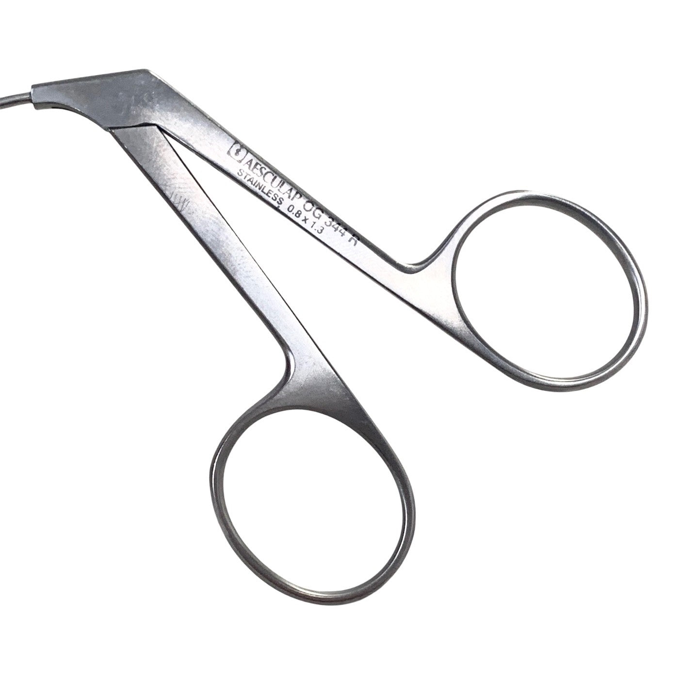 Aesculap OG344R Micro Laryngeal Alligator Forceps 0.8x1.3mm Curved ENT Surgical