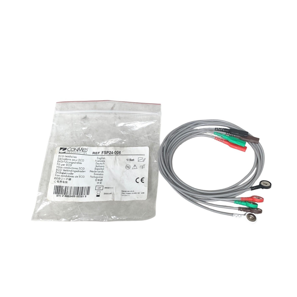 NEW CONMED FSP24-005 ECG Leadwires 5-Lead Shielded Snap 24" Patient Safety Cable