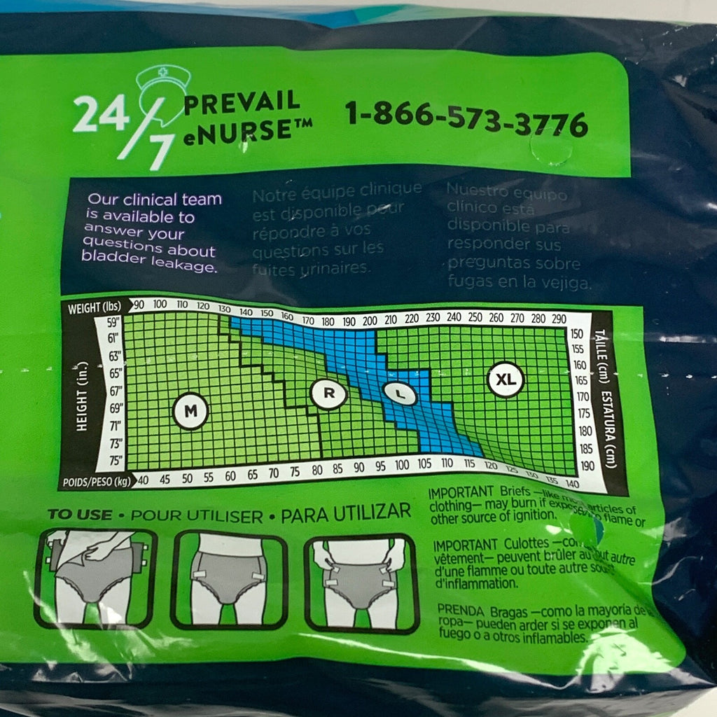 Prevail Per-fit Daily Briefs, Large 45"-58", 18 Count