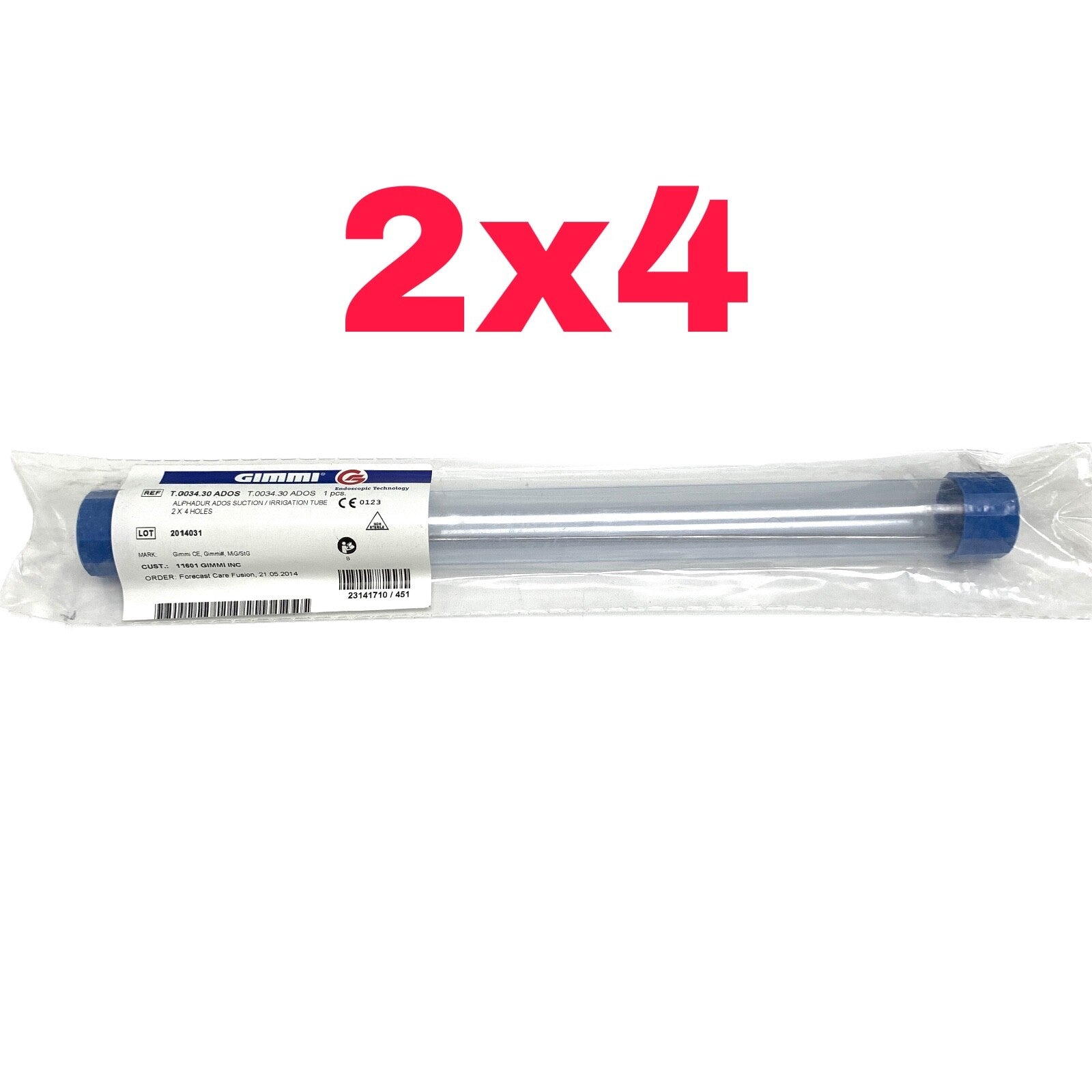 Gimmi REF T.0034.30 ADOS, Alphadur ADOS Suction/Irrigation Tube, 2x4 Holes