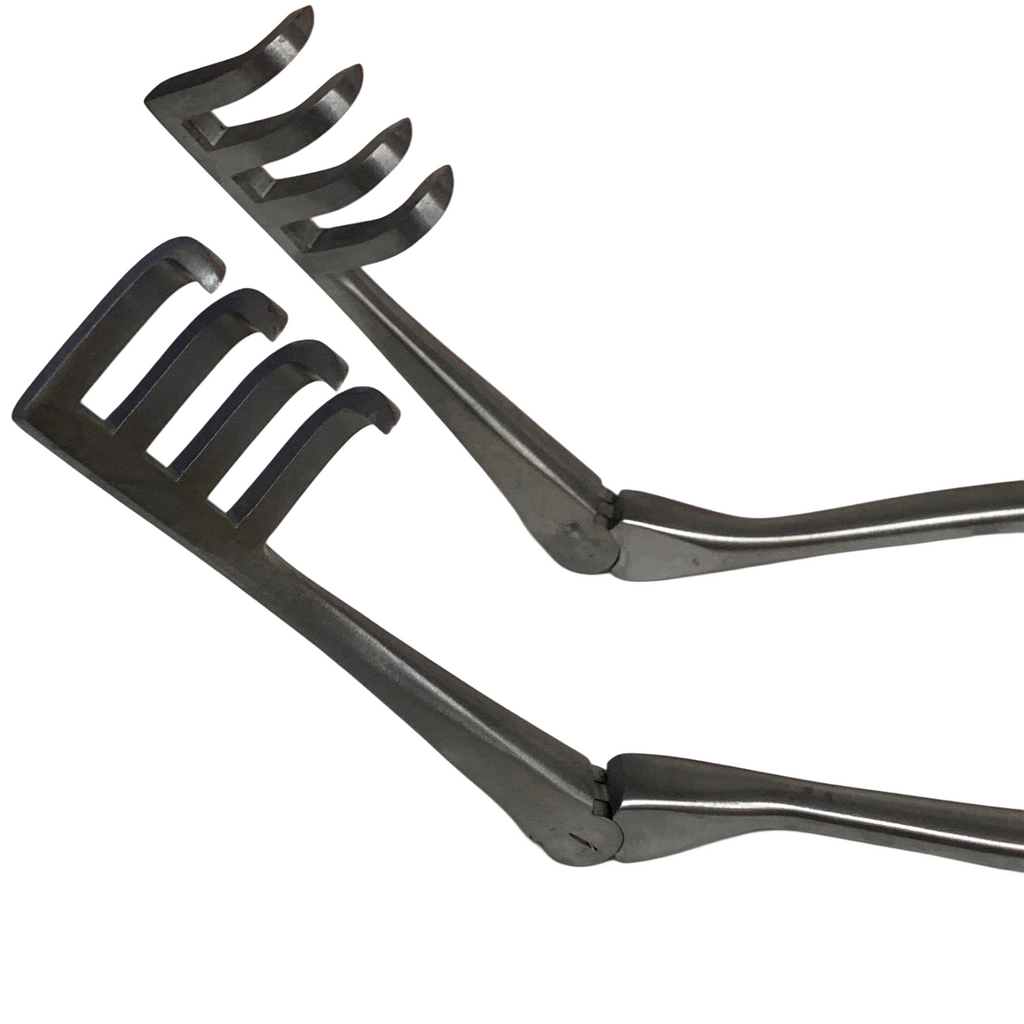 Jarit 205-210 Beckman Thyroid Retractor 12-3/8" Hinged 4x4 Sharp Prongs