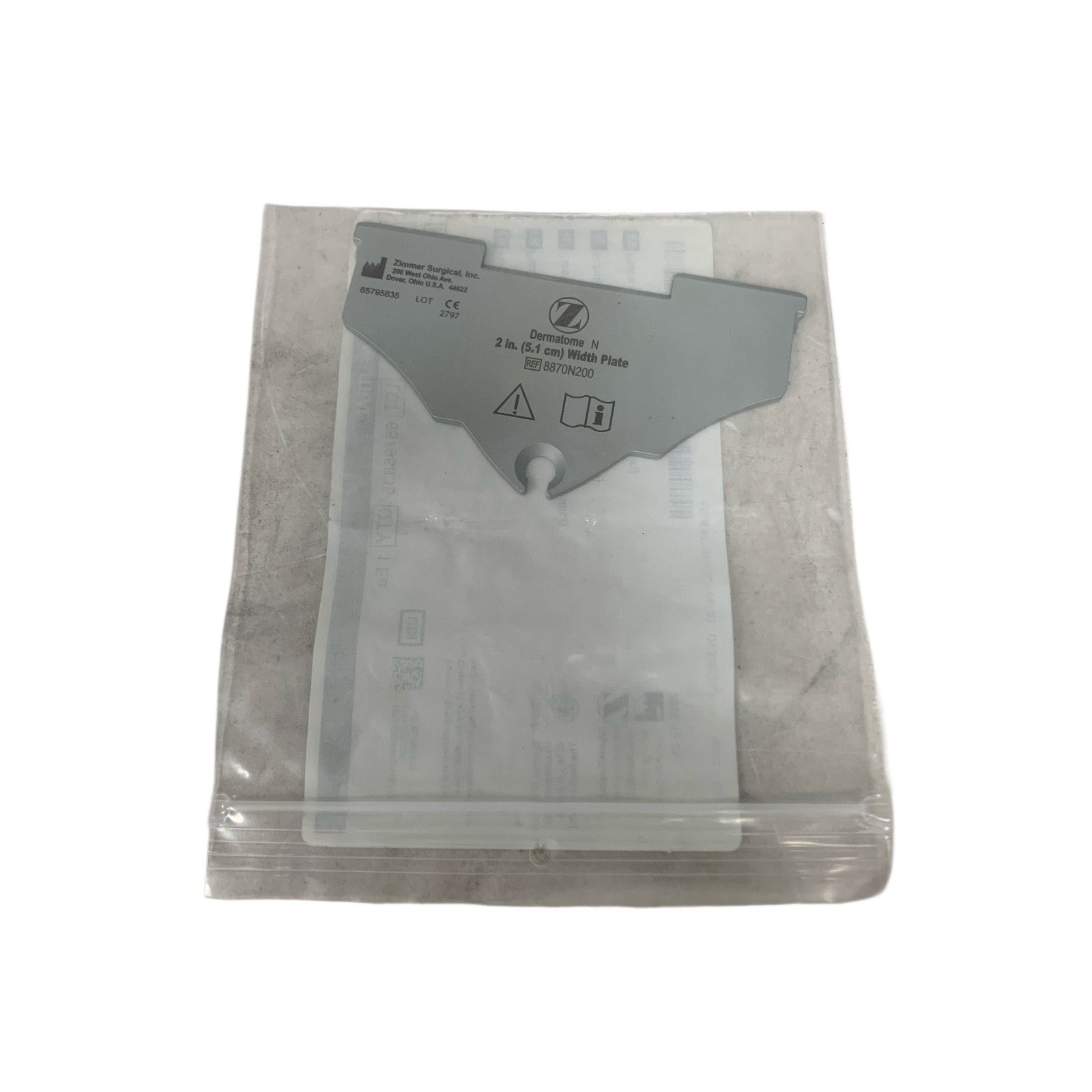 Zimmer REF 8870N200, Dermatome N 2 In. (5.1 cm) Width Plate
