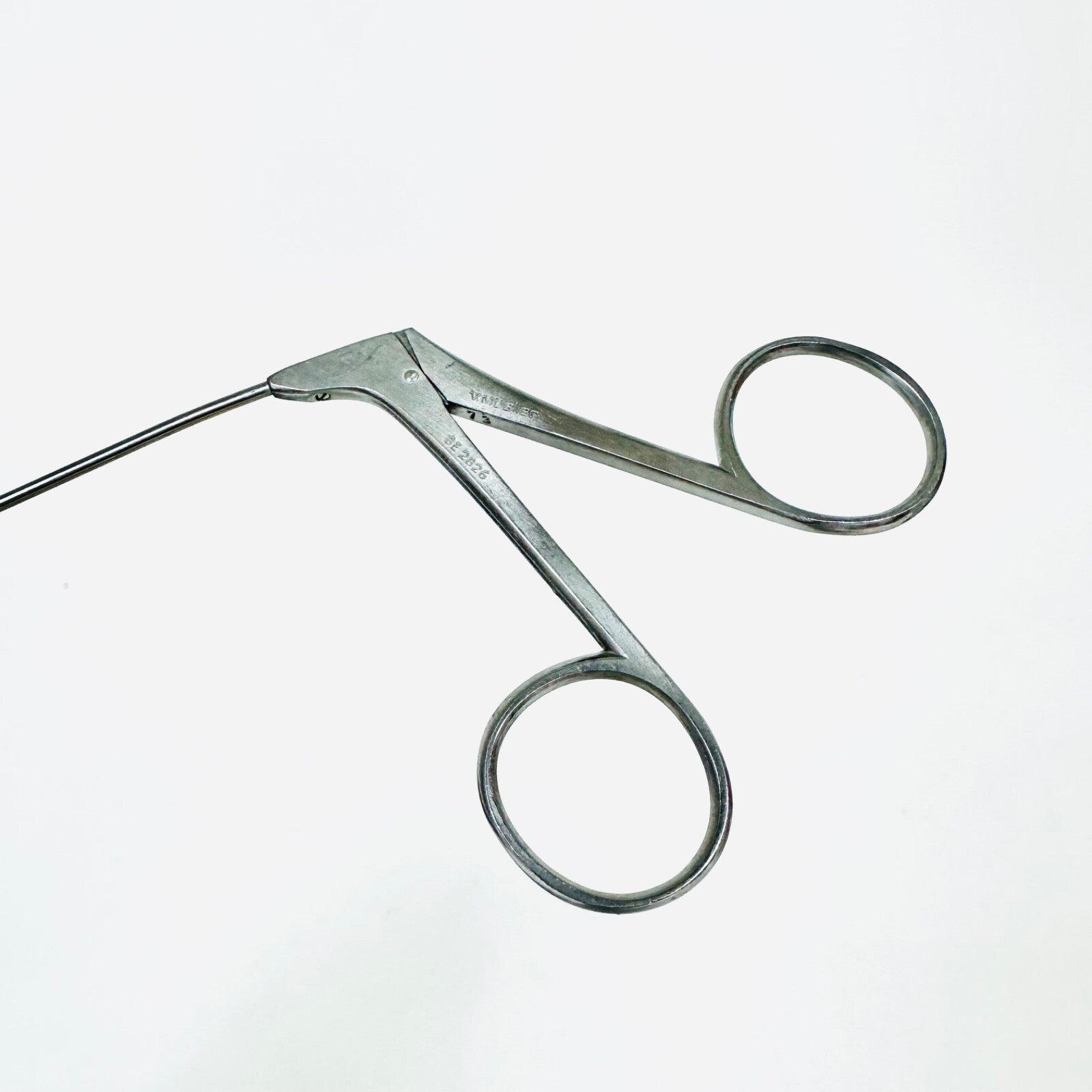V. Mueller BE2826 Microlaryngeal Grasping Forceps Angled Left JACKO CUP 9-1/2 In