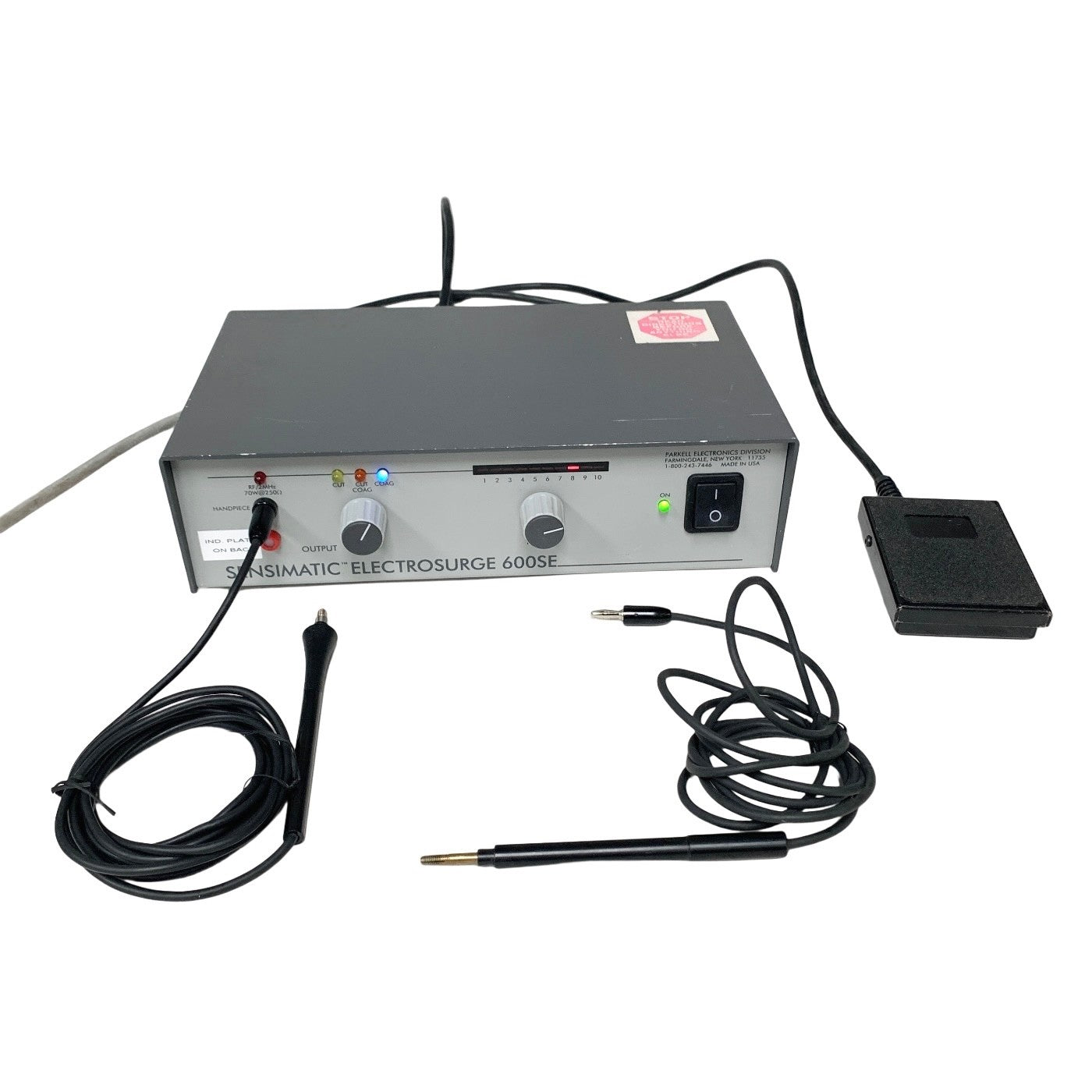 PARKELL SENSIMATIC REF 600SE, ELECTROSURGERY UNIT, W/ FOOTSWITCH & 2 HANDPIECE