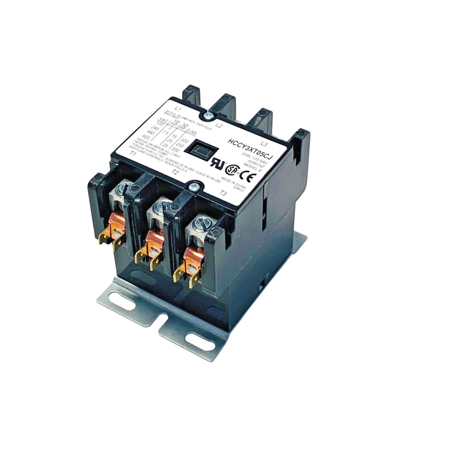HARTLAND CONTROL Ref HCCY3XT05CJ, 3/120/50FLA/65A 3 Pole Contactor