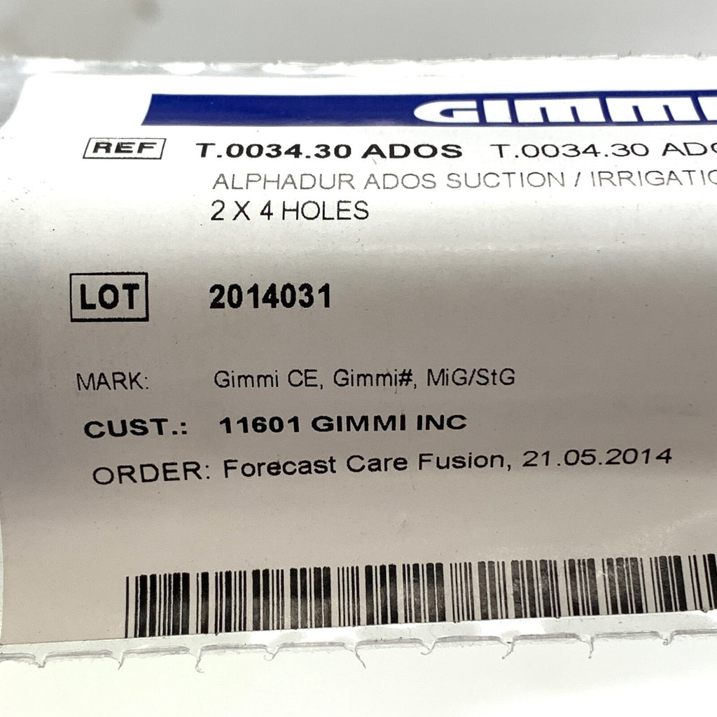 Gimmi REF T.0034.30 ADOS, Alphadur ADOS Suction/Irrigation Tube, 2x4 Holes