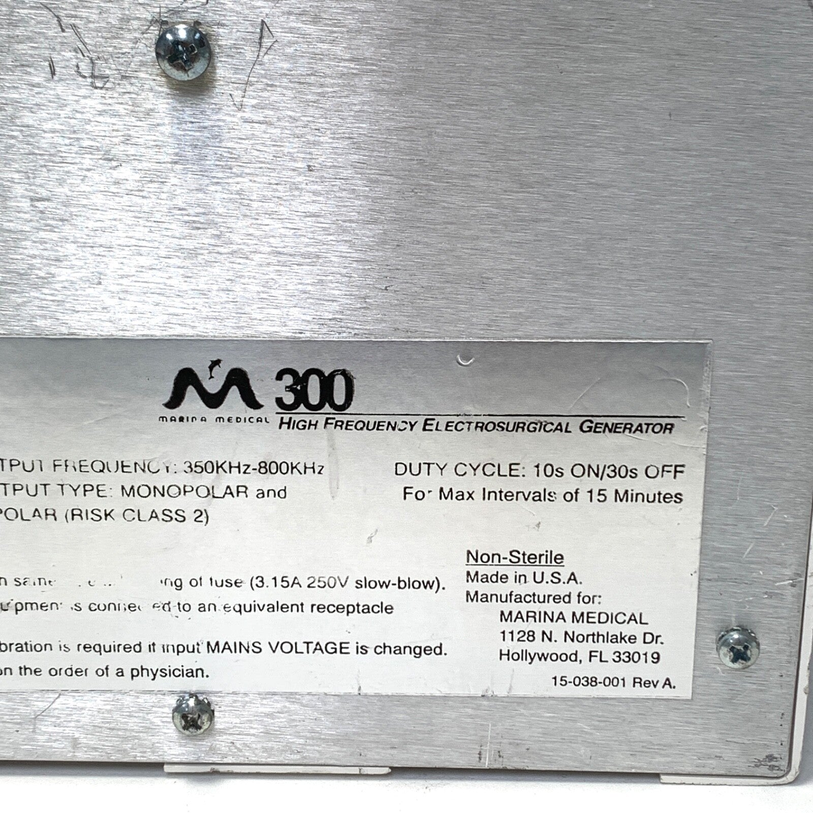 Marina Medical REF 300, High Frequency Electrosurgical Generator