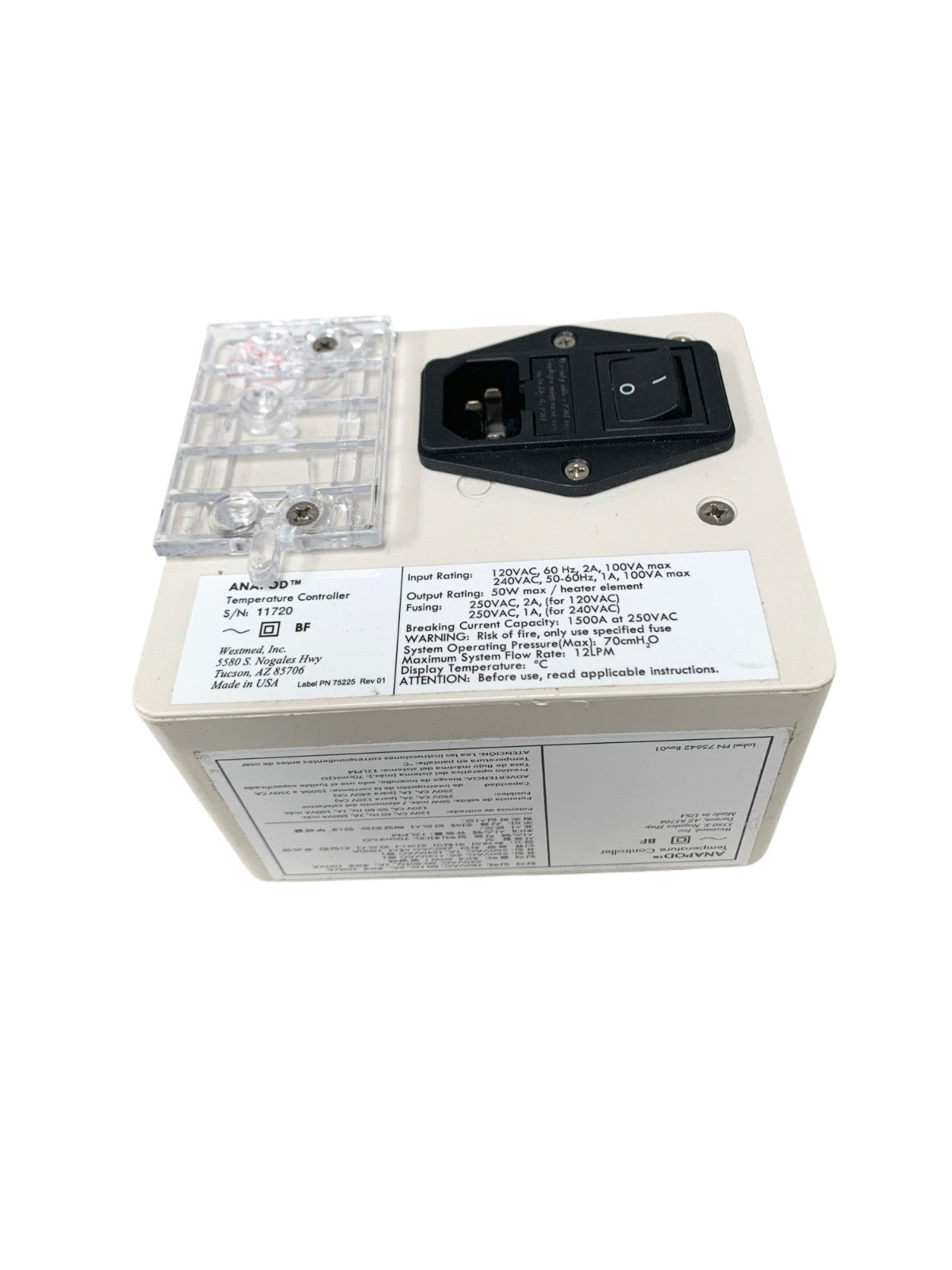 WESTMED REF 75225, ANAPOD TEMPERATURE CONTROLLER