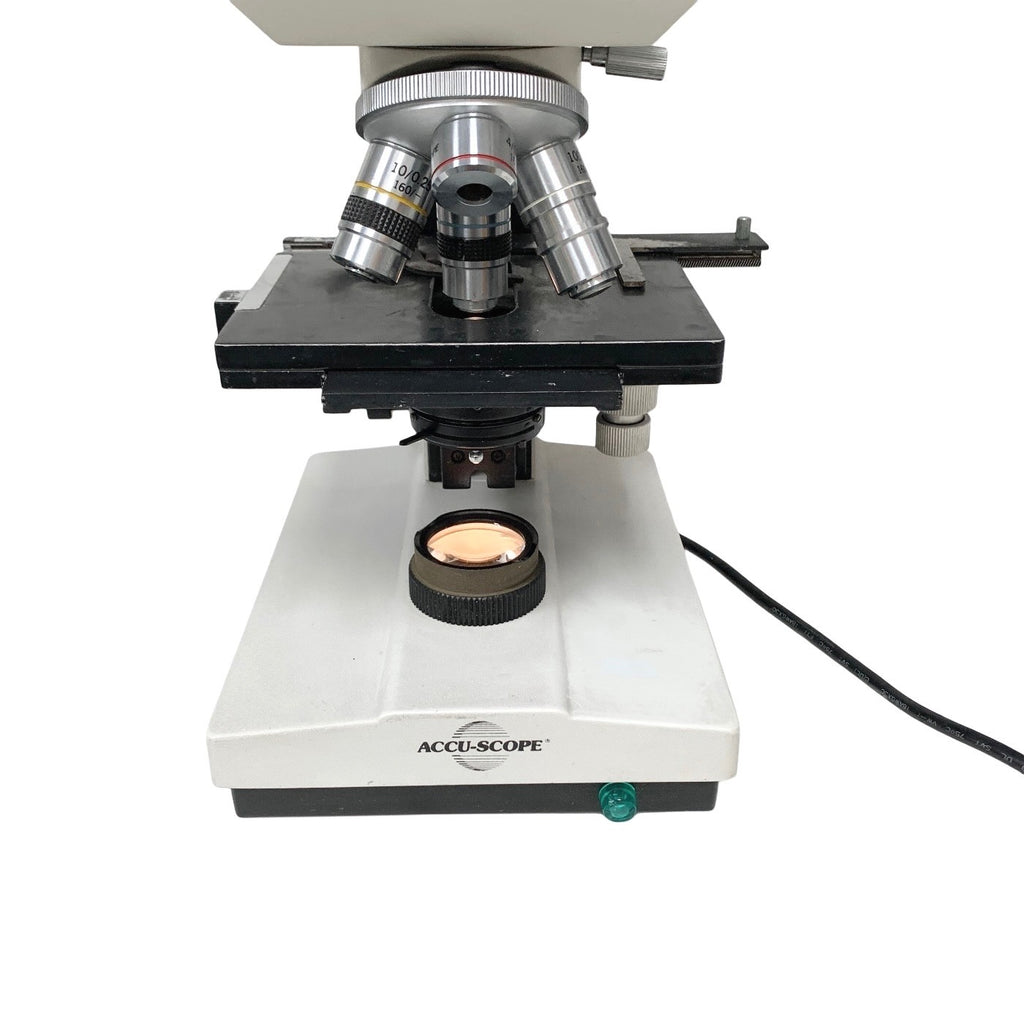 ACCU-SCOPE REF 1812WSWH, BINOCULAR MICROSCOPE,  w/ 4x, 10x, 40x, 100x OBJECTIVE
