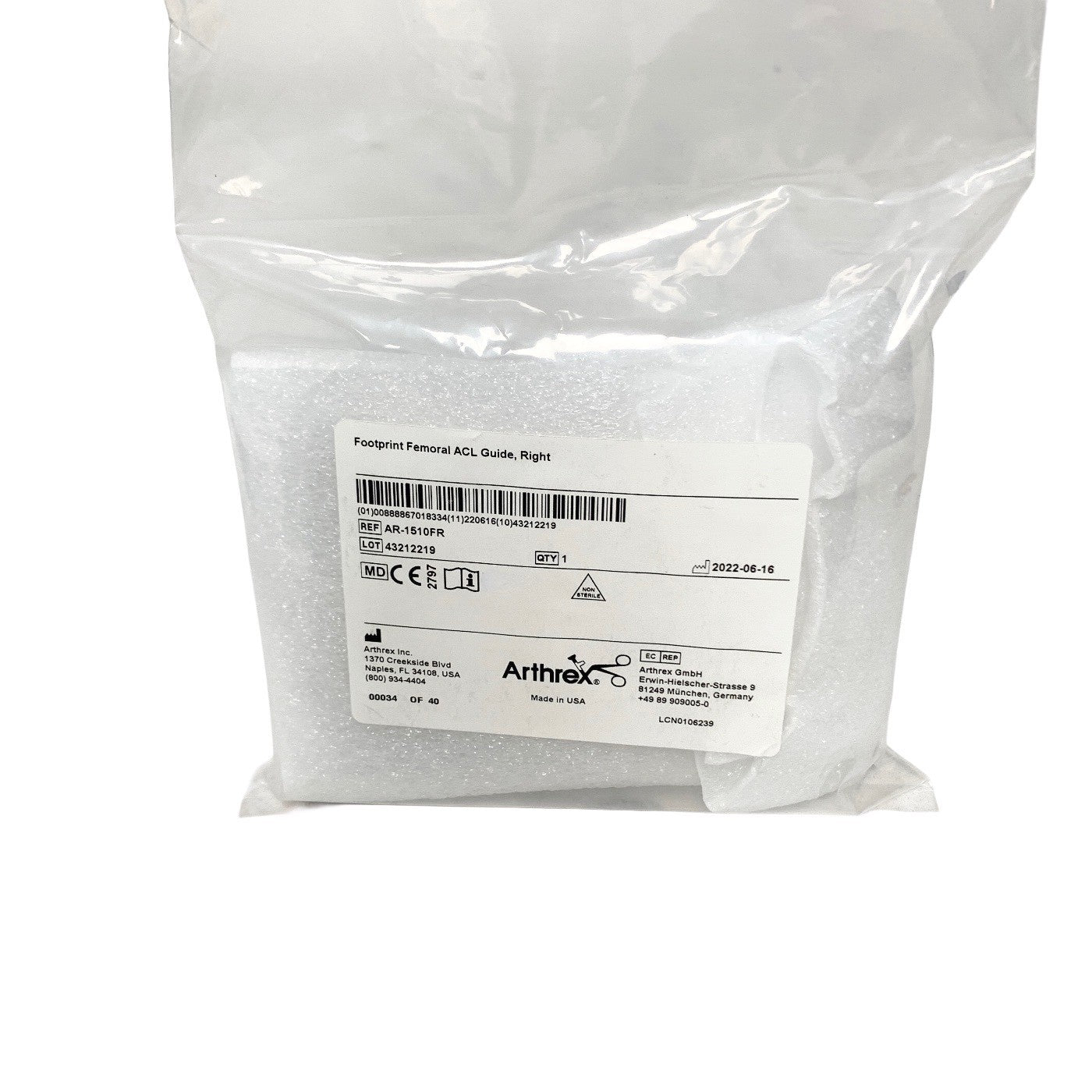 ARTHREX REF AR-1510FR, Footprint Femoral ACL Guide, Right